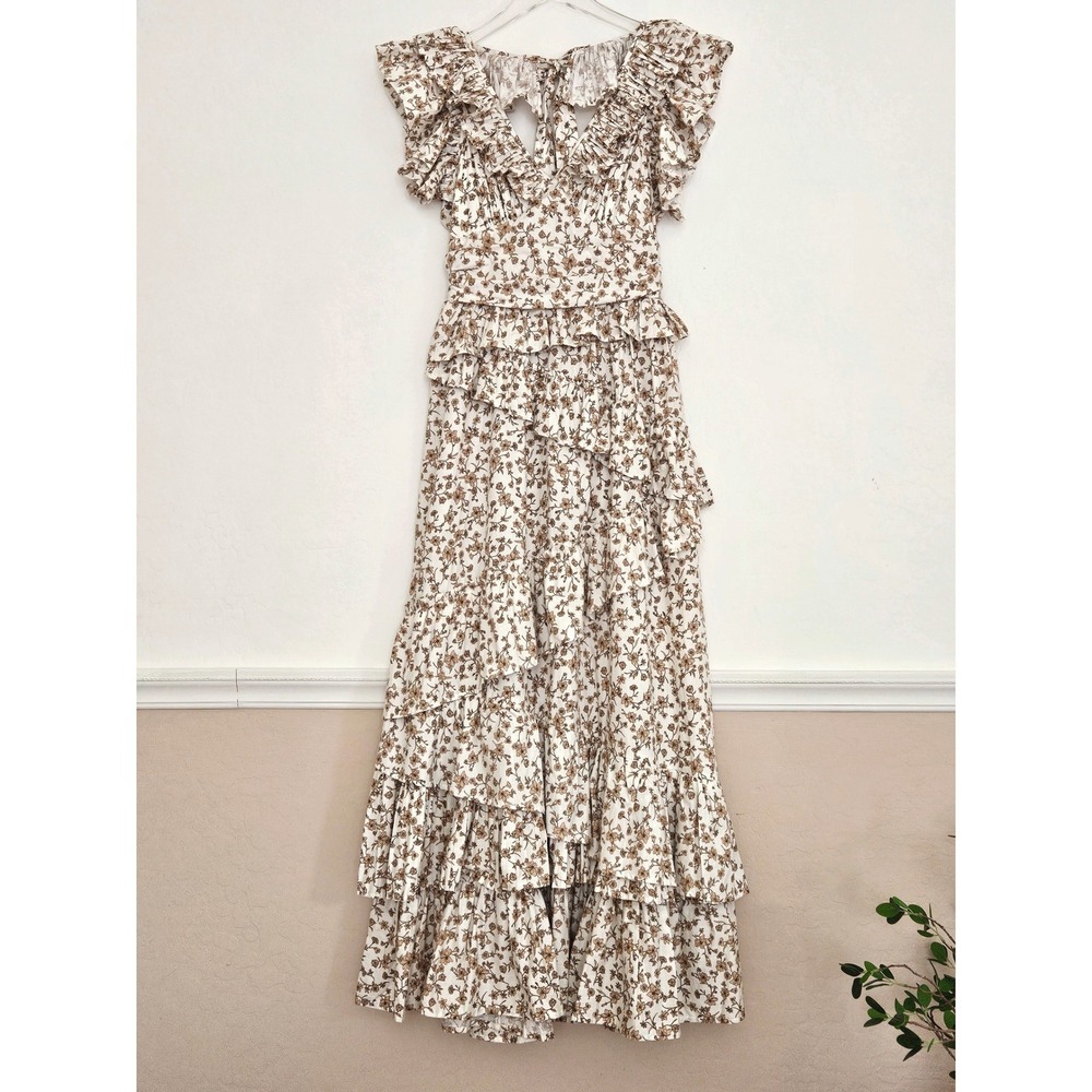En Saison Gianna Maxi Dress Ruffled Tiered Floral Boho Free People Size Medium - Picture 8 of 14